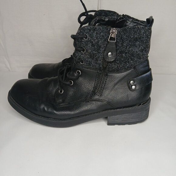 Forever Woman's Black Combat Ankle Boots Size 8 Grunge Emo Streetwear Goth Witch - Picture 6 of 8